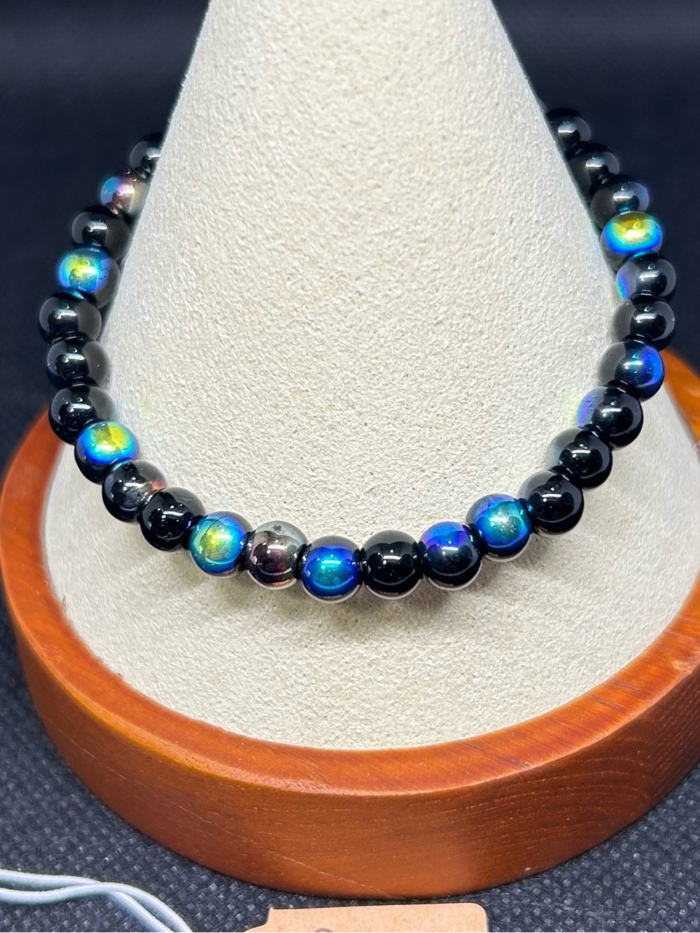 Black w/Iridescent Blue Accent Stretch Bracelet